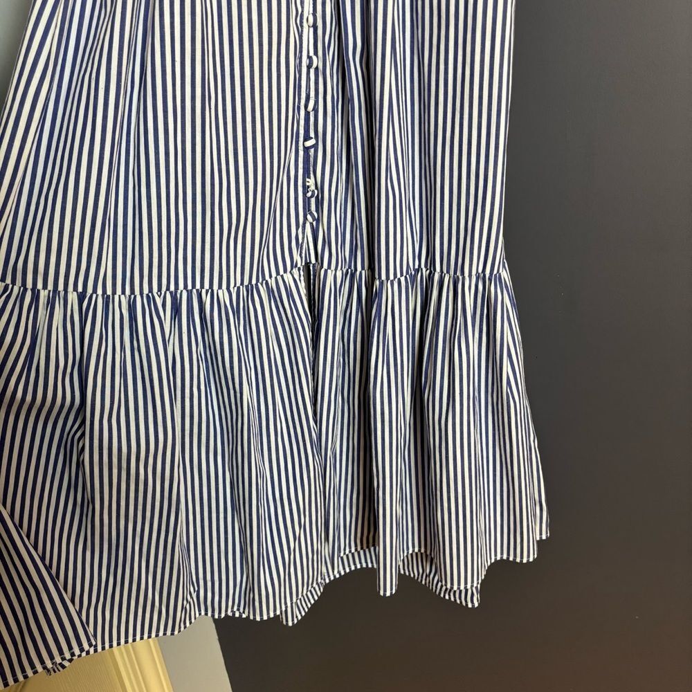 O. P. T. Stella Blue & White Striped Tiered Ruffle Midi Maxi Dress Size Medium - Picture 10 of 16